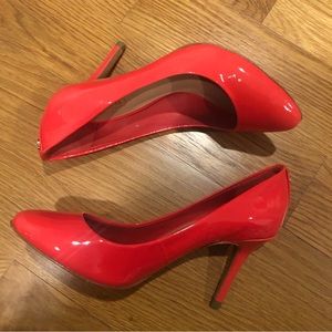 Coach Nala Bright Coral Pink Orange Patent Leather Pump Heels 5